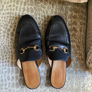 Gucci princetown black leather horsebit mule